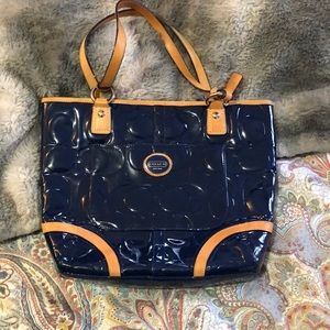 Coach Blue Patent Embossed Purse